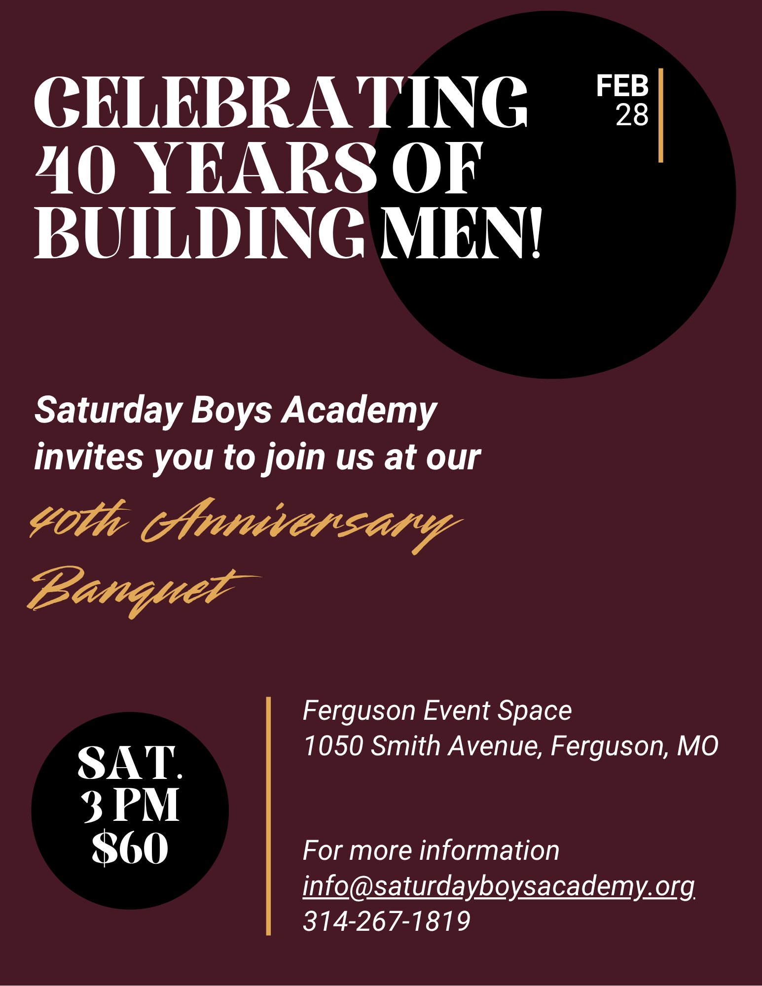 Saturday Boys Academy Banquet Flyer